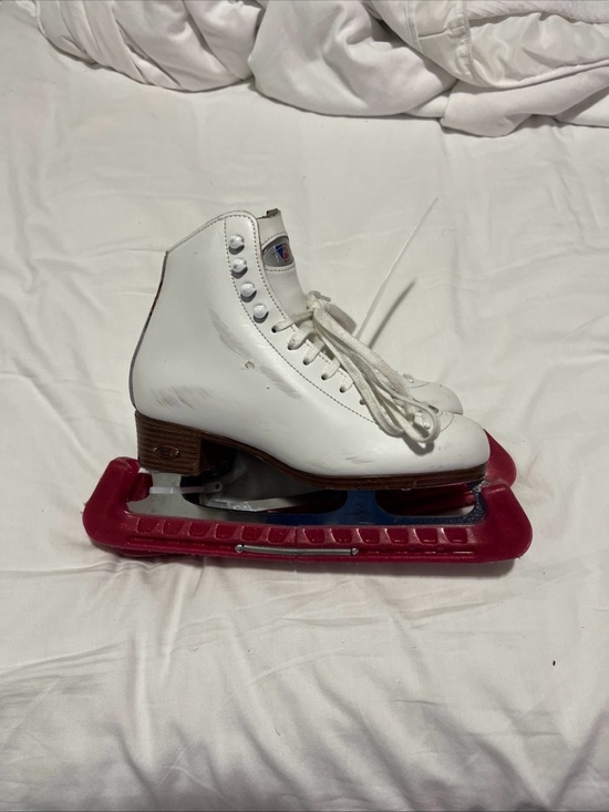 Riedell Other - White Figure Ice Skates with Red Blade Guards - Classic Lace-Up